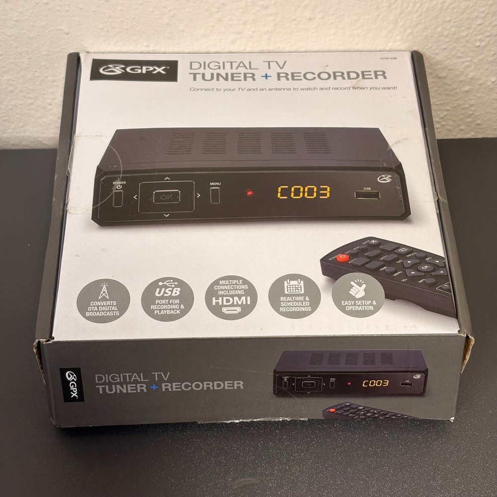 GPX Digital TV Tuner Recorder TVTR149B Black New Open Box HDMI USB 1080p